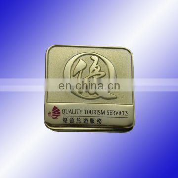 custom metal squared lapel pin with logo