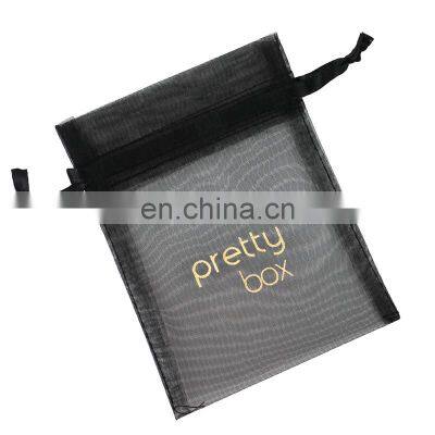 wholesale Custom logo Black organza bags drawstring jewelry package