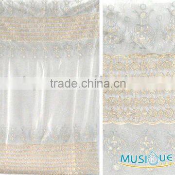 100% polyester voile with embroidery fabric