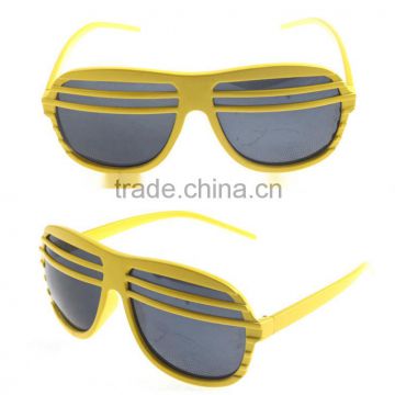 Plastic yellow Shutter shade sun glasses, LED Slotted sun Glasses, Party glasses