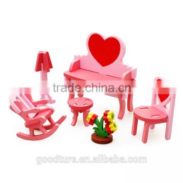 3D Assembling Mini Furniture Dressing Table Wooden Toy DIY Toy