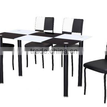 Modern Popular Tempered Glass Dining Table and dining chairs set