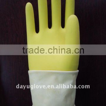 Yellow Dipped Flocklined Nitrile Household Glove