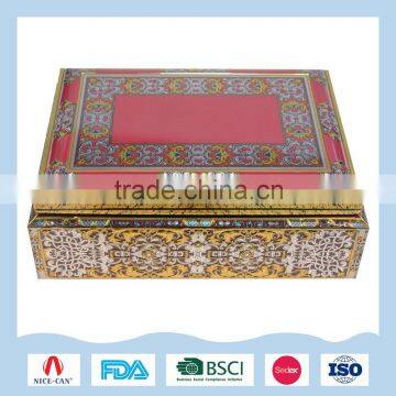 Large rectangular metal tin box for daily necessities storage