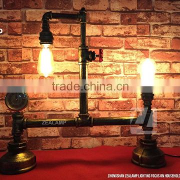 Industrial Style Pipe Lights Steampunk Pipe Table Lamp Edison Lamp With Two Legs And Clock