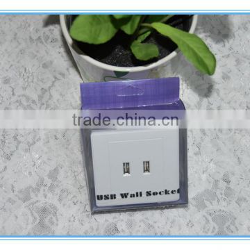Hot sell EN standard 2 port usb AC power wall socket for smart phone &tablets.