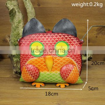 genuine leather animal owl shaped coin purses
