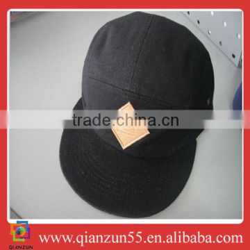 Saling black wool leather patch 5 panel hats 5 panel hat manufacturer CAP