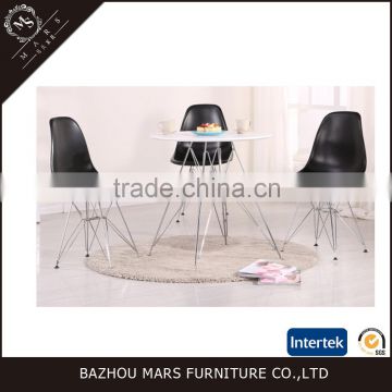 China Supplier High Gloss MDF Top Dining Table with Metal Legs