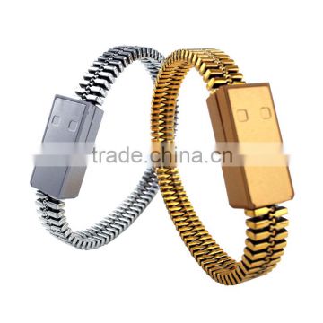 New design TPE jacket Micro usb data for mobile phone gold silver data cable