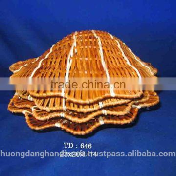 rattan wood drawer basket with seashell shape