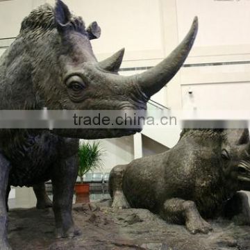 Large copper rhinoceros sculpture garden animal statues