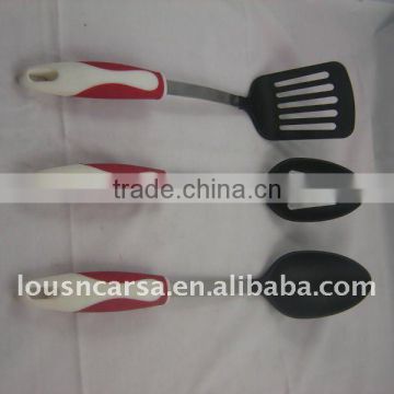 3pc nylon kitchen tools,nylon kitchenware with steel and TPR handle