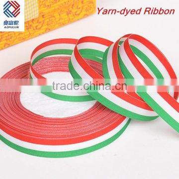 Red, White, Green Yarn-dyed Ribbon for Decoration