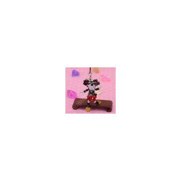 3d beaded mickey mouse crystal cell phone charm