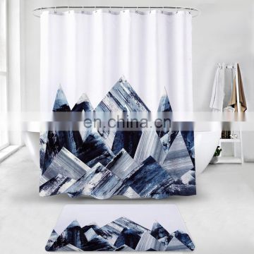 Waterproof Fabric Custom Print Shower Curtain Mildew-Resistant Machine Washable Bathroom Shower Curtains