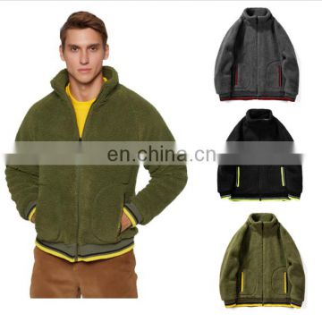 Men's Fleece Teddy Jackets Autumn Winter Solid Color Cardigan Casual Outwear Coat