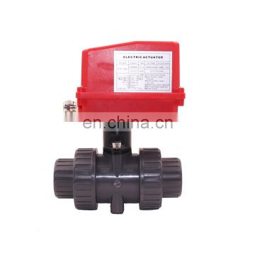 glue thread pipe connection AC 220V/AC230V 20NM   dn32dn40  pvc true union electric actuator ball on-off valve