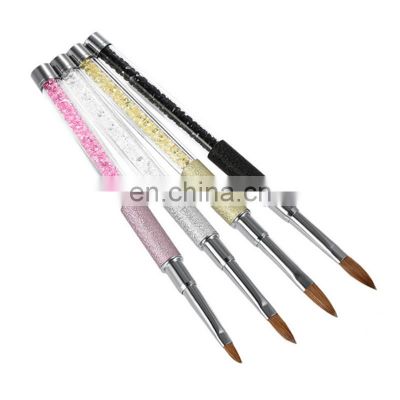 Professional Factory Price Custom Logo 100% Crimped Kolinsky Sable Acrylic Nail Art Brush With Stable Pearls Metal Handle
