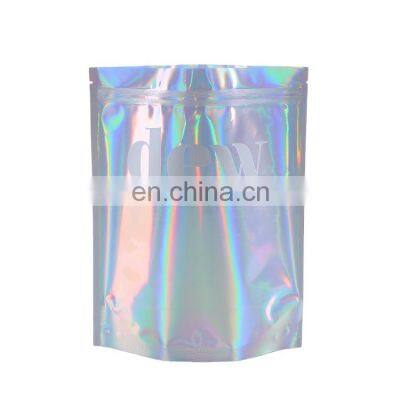 Custom printed laminating hologram holographic zip bags flat bags pouches for packaging