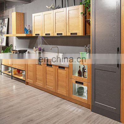 Customized Size Shaker Door Solid Wood Kitchen Cabinets Melamine Laminate Kitchen Cabinet Designs