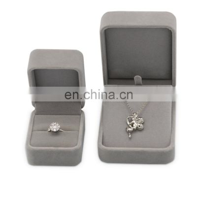 Factory wholesale custom grey velvet jewelry box pendent box