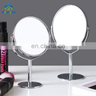2020 beautiful Girls bathroom double face 360 degree rotate 1x 2x magnify stand up table makeup mirror