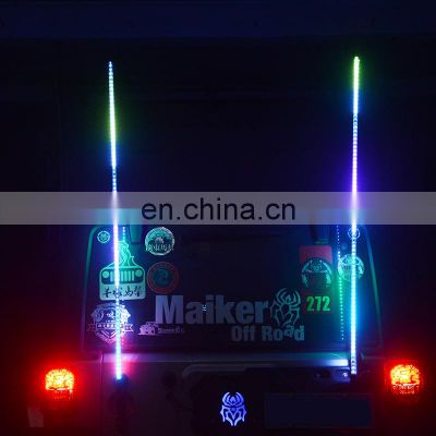 RGB 5ft (1.5 meter) LED Whip lights flag pole lamp for Jeep Wrangler JK FlagPoles Antenna lamp 4x4 accessory maiker manufacturer
