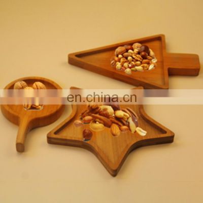 bamboo wooden fiber round triangle five-pointed star shape design restaurant dinner serving tray plates set