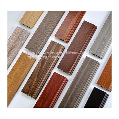 12cm hidden nail PVC baseboard wood grain gray black white floor line stone plastic floor glue corner line manufacturer direct sales
