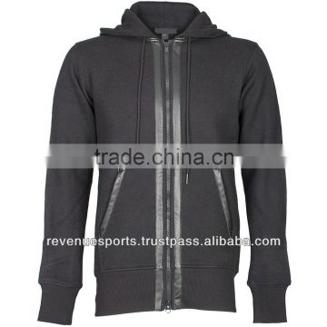 fashion hoodies/leather hoodie/hoodie with front zip/100% cotton hoodie with front zipper