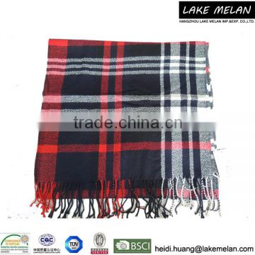 100% Acrylic Woven Scarf With Checked Pattern For Lady