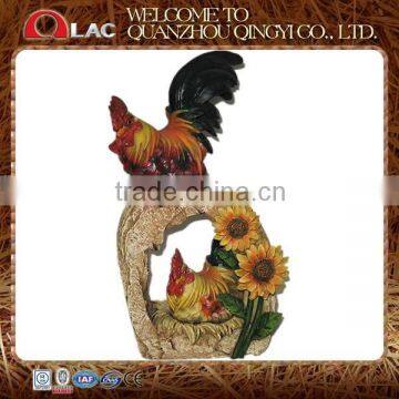 resin two roosters on stone garden decoration gift