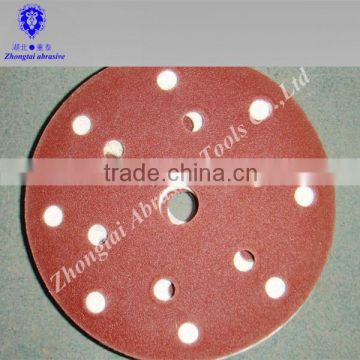 High quality 5" red aluminium oxide sand paper with hole