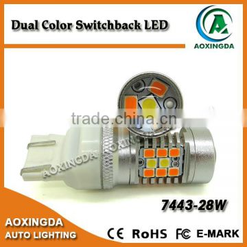 2015 newest and brightest 7443 dual color switchback LED 2835+3030