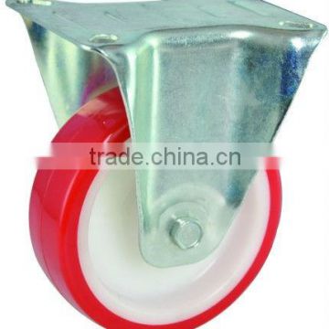 150mm PU Rigid Industrial Caster, stainless steel 304 PU on nylon caster, fixed.