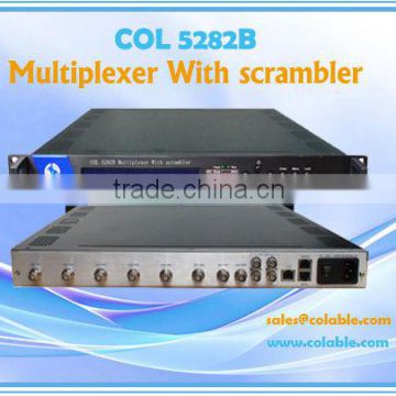 COL5282B multifunction device demodulator,multiplexer,scrambler all in one, 8 channels mpeg2 mpeg4 video multiplexer