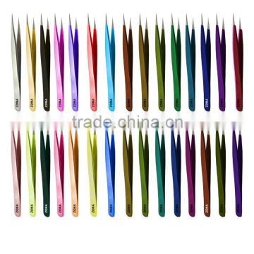 Straight & Pointed Extension Tweezers In Silver / Gold / Red / Pink / Black / White / Purple / Blue / Yellow / Rainbow Colours