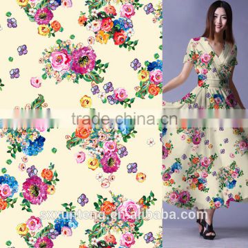 Popular becautiful flower polyester print fabric