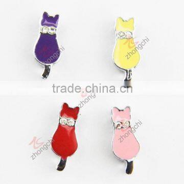 8MM girls cat silver metal charm