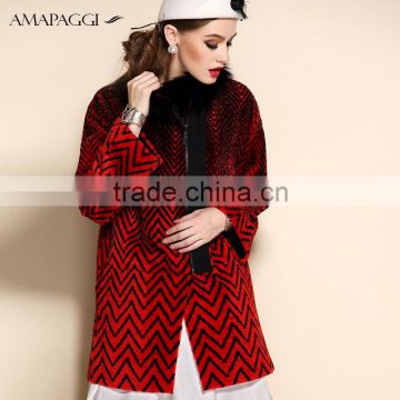 Women's Fox Collar Real Wool Fur Coat Thick Warm Winter Overcoat