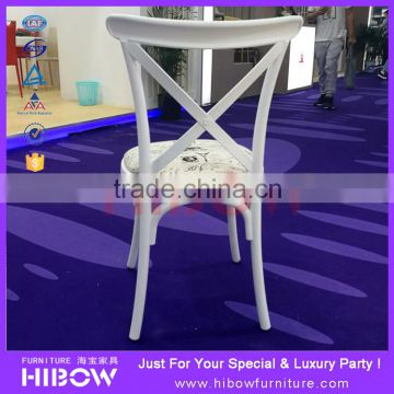 White stacking cross back chair X back chair H011