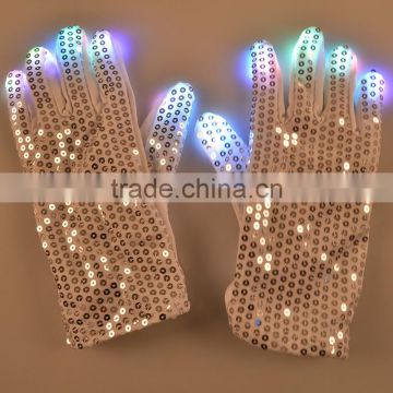 rave and club dance Shuffle costume Sequin LED Flashing Gloves