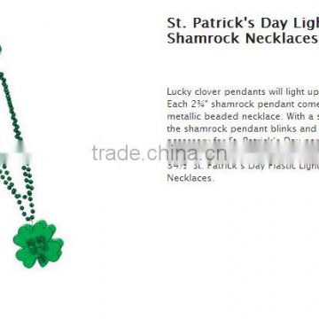 St.Patrick's Day Light-Up Plastic Shamrock Necklaces/Harts