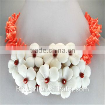Branch Coral Necklace with Gemstone Flower