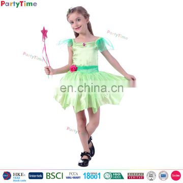 halloween carnival costume child dresses green fairy dress tinkerbell costume kids short dress for party