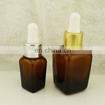 Amber Square Glass Bottles for Essential Oils with Glass Eye Dropper 15ml 35ml