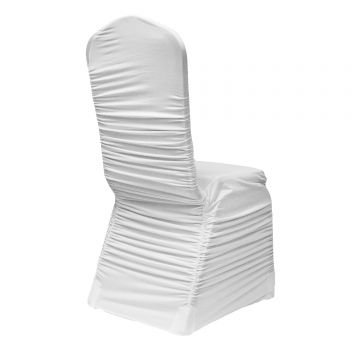 White Premium Ruched Elastic Stretch Spandex Banquet Chair Cover for Wedding Party Dining Event Rest