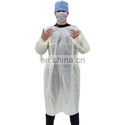 Disposable Surgical Aprons Non Woven Medical PP Surgical Isolation Gown Yellow