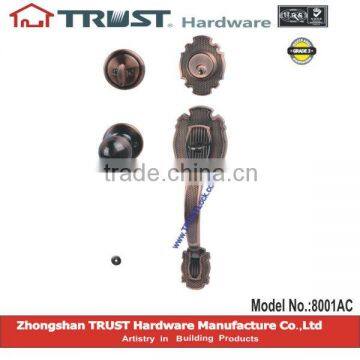 8001AC:TRUST Zinc Alloy Strong Handle Lockset with Brass cylinder